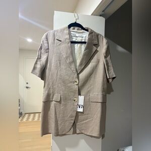 Zara Light Brown Linen Blazer
